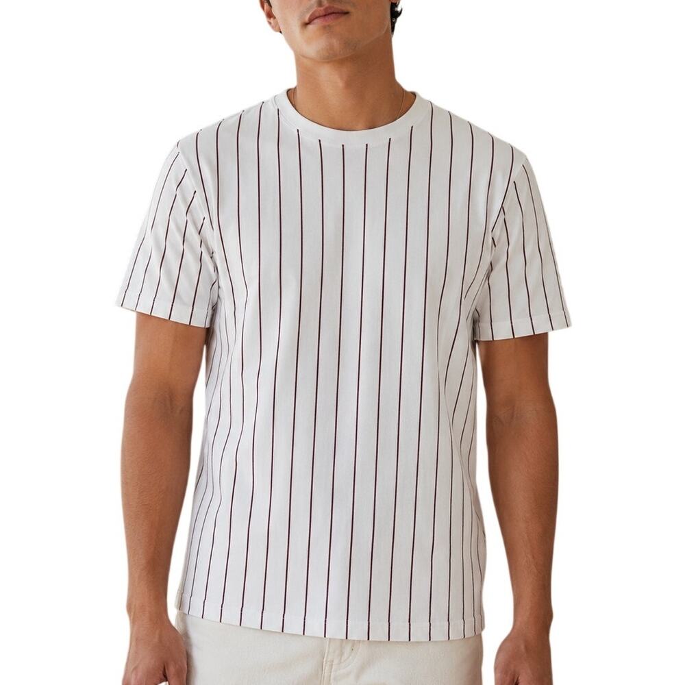 Topman Men’s Burgundy White Striped Cotton Tee Size Medium  eBay: